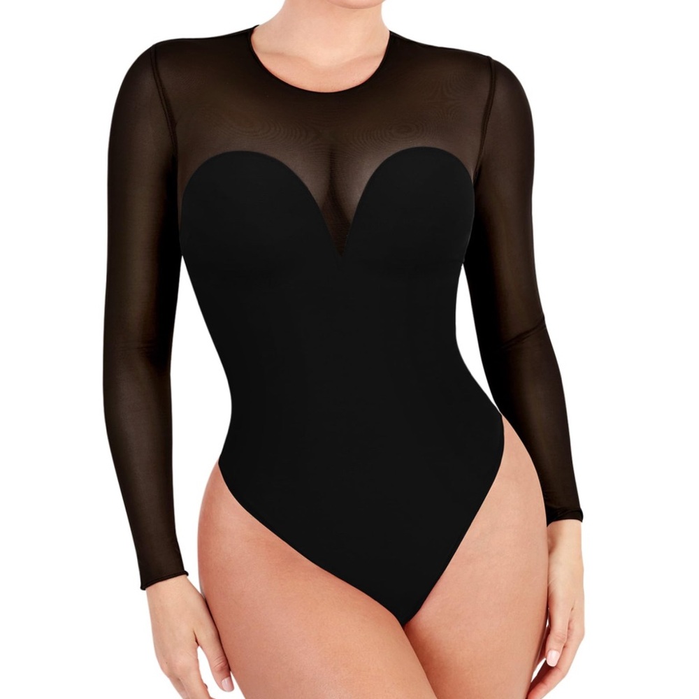 Black Long Sleeve Bodysuit Shapewear Skims Quality New